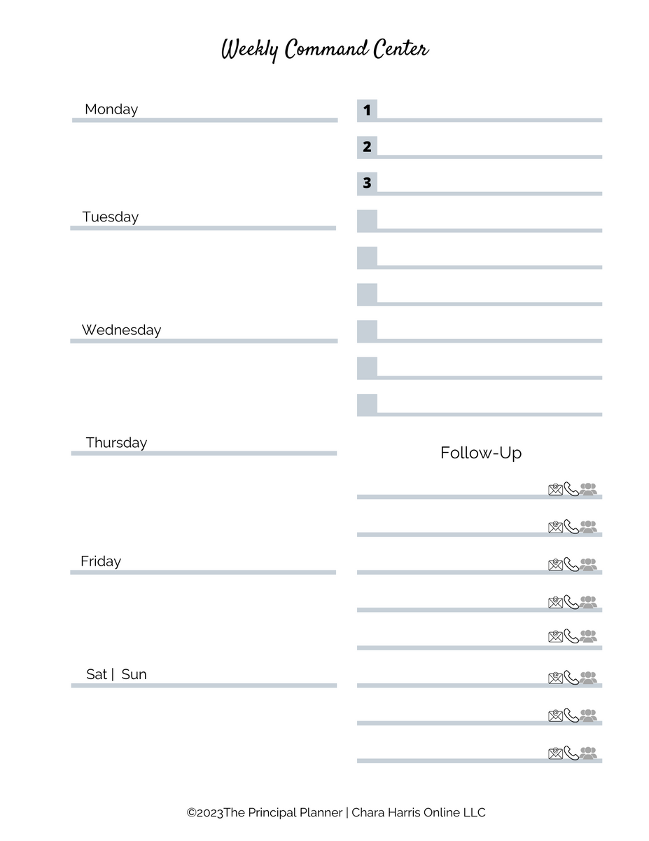 Principal Planner Weekly Command Center – Chara Harris Online